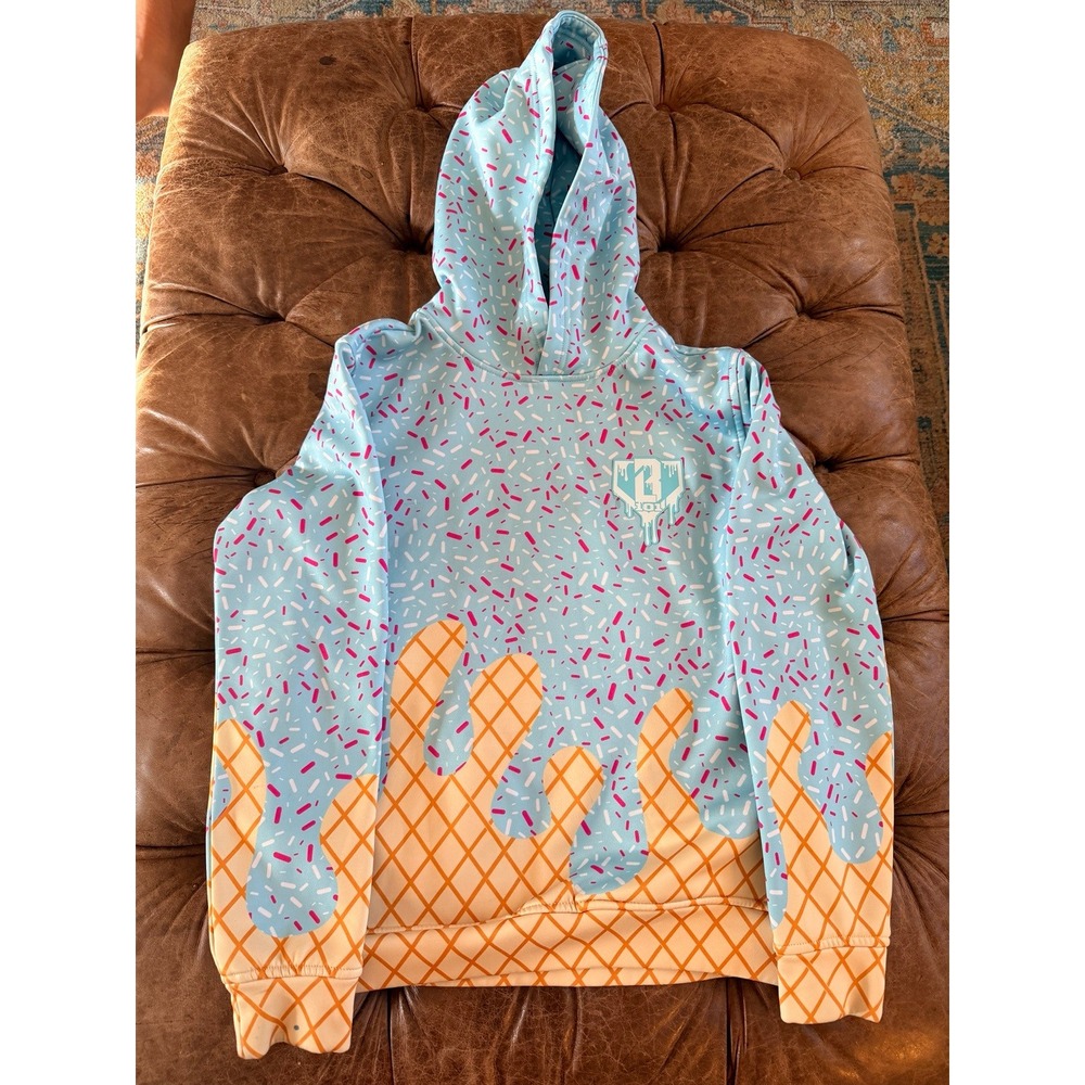 Baseball Lifestyle 101 Kids Ice Cream Sprinkles Blue Hoodie Sweatshirt Medium M